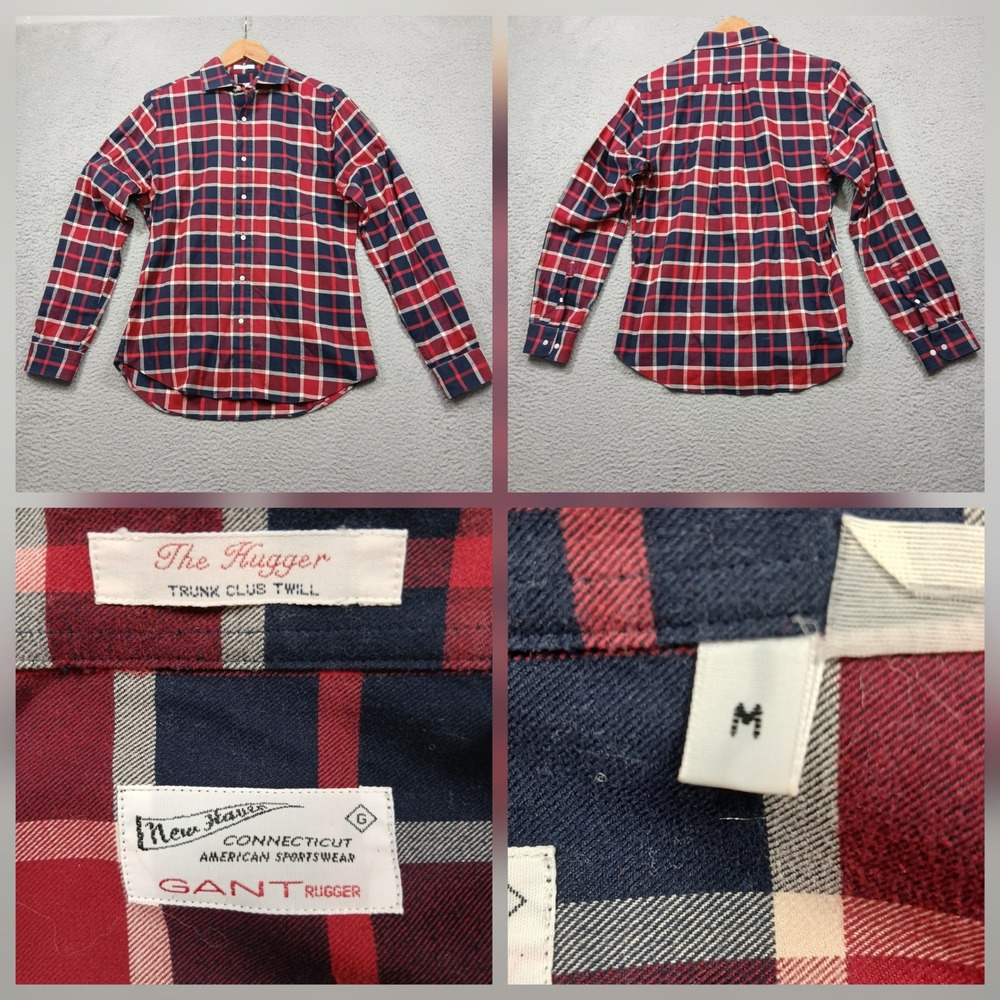 GANT‎ Rugger Plaid Button Down Shirt Mens M Red Blue Trunk Club